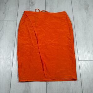 Ziah Orange Wrap Skirt Midi Beach Travel Women's XS